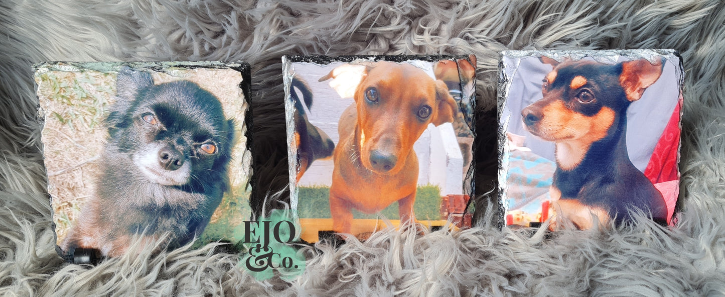 Personalised Rock Slate Photo Tile