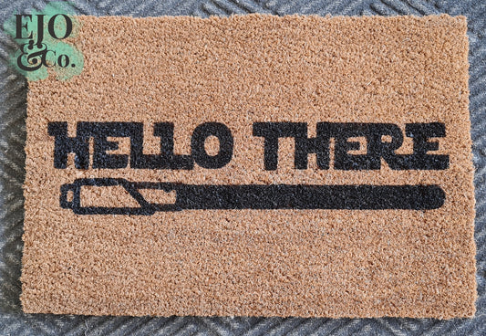 Hello There Light Saber Door Mat