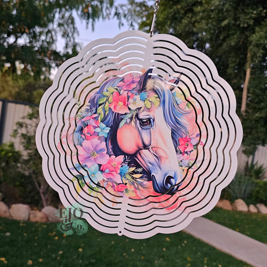 Floral Horse Wind Spinner